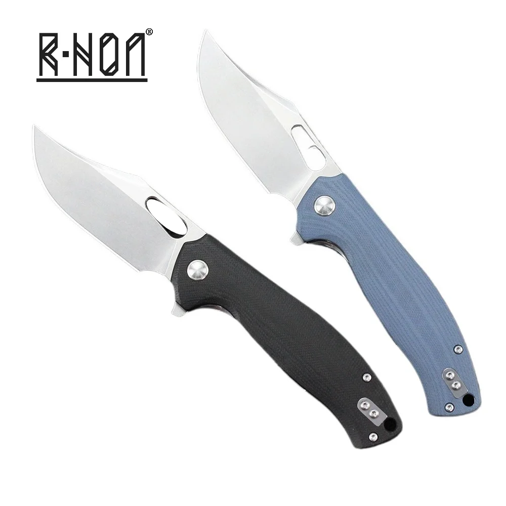 RHON 3.3inch EDC Knife High Carbon S/S14C28N Steel Blade Outdoor Camping Razor Sharp Folding Pocket Knives with Color G10 Handle