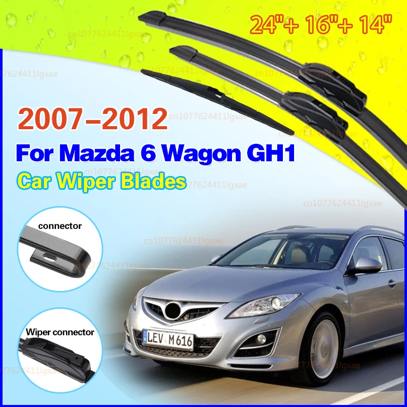 

3PCS For Mazda 6 Wagon GH1 2007-2012 24" + 16"+ 14" Front Rear Wiper Blades Windshield Windscreen Window Cutter Accessories