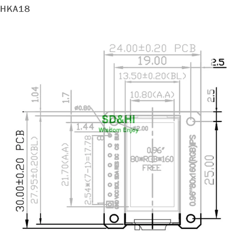 

0.96 Inch IPS LCD TFT Display Module 160x80 HD 65K SPI Interface ST7735S 3.3V For Raspberry Pi DIY Project