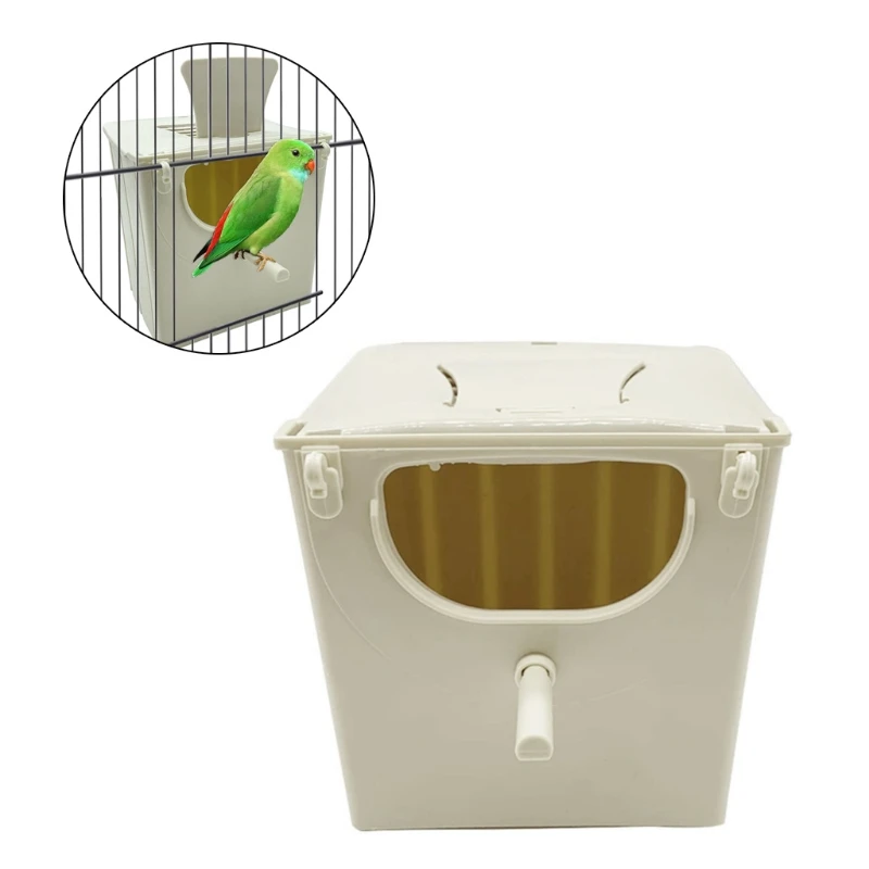 Plastic Birds Breeding Box Hang on Cage with Perch to Rest Cockatiel Mating Box