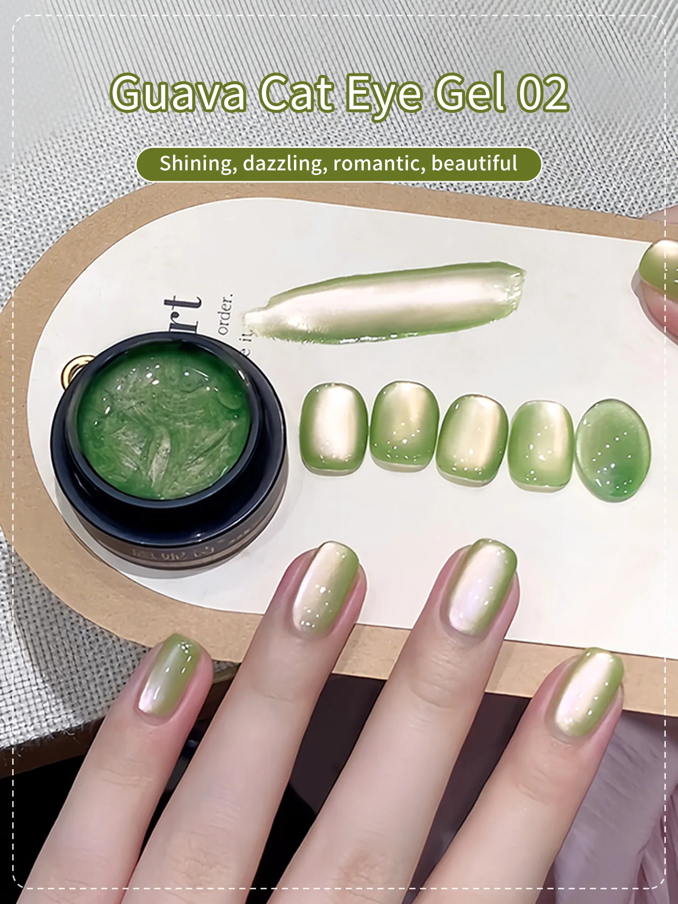 3 Colours Explosive Flash Green Glass Bead Cat Eye Gel Nail Polish set, Soak Off UV led Crystal Varnish, Women's Home Nail Art