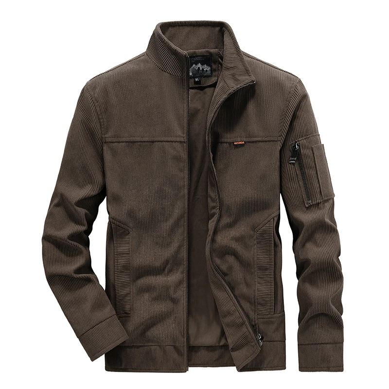 

Men Outerwear Streetwear Vintage Corduroy Jackets Coat Vintage Style Male Casual Zipper Coats Fashion Long Sleeve Outwear
