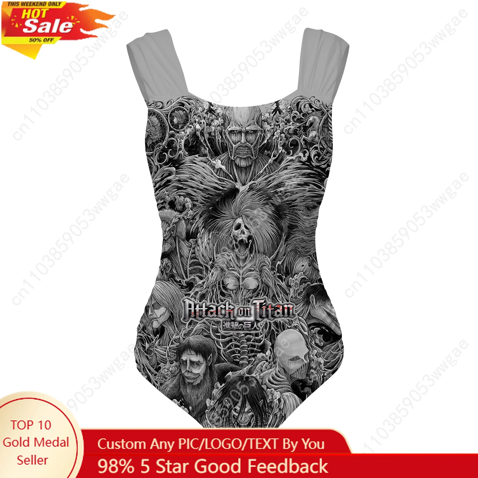 

Attack On Titan One Piece Swimsuit Wide Strap Womens Bathing Suit Personalized Swimwear Beach Sexy Bikini Customized Beachwear