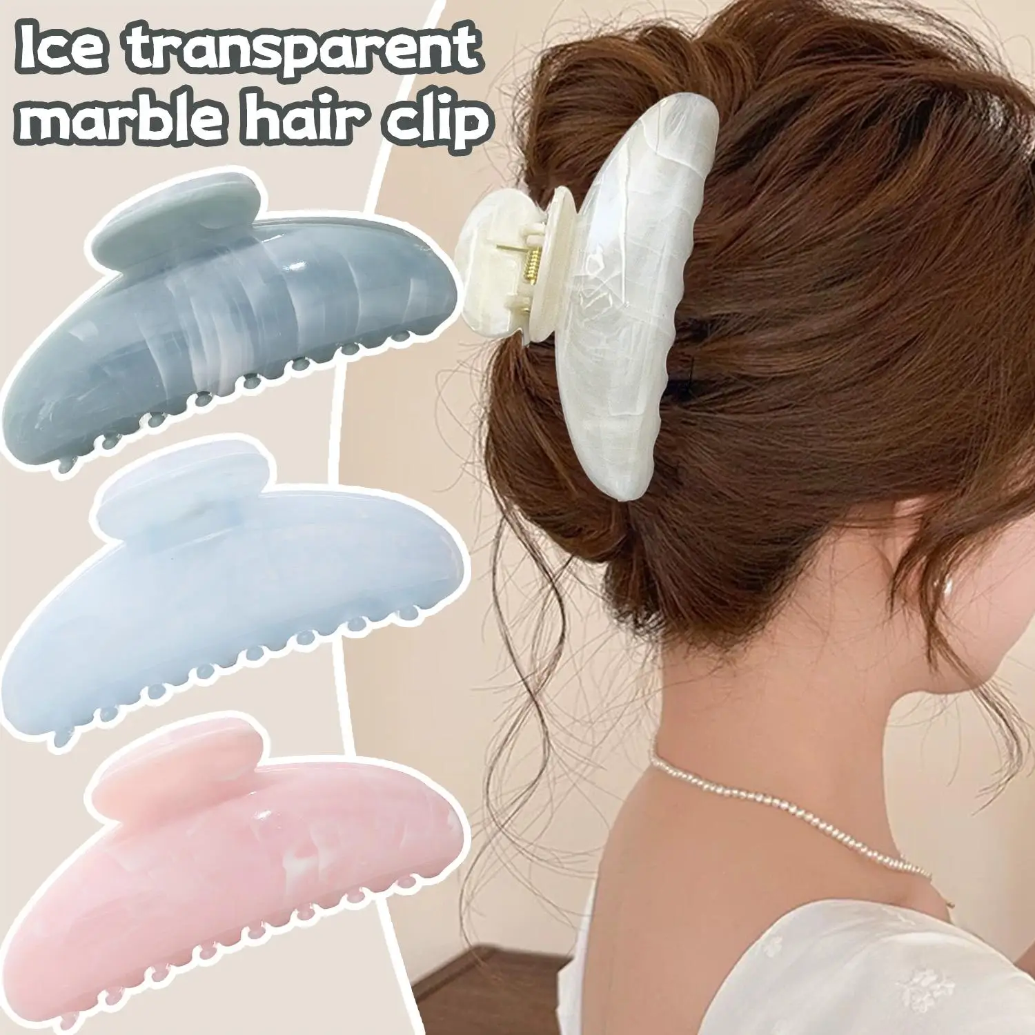 Haarspange aus Kunstharpiksmarmor mit starkem Halt für Frauen mit dickem Haar, rutschfest, leicht, langlebig, elegantes Design für Styling – Detail 6