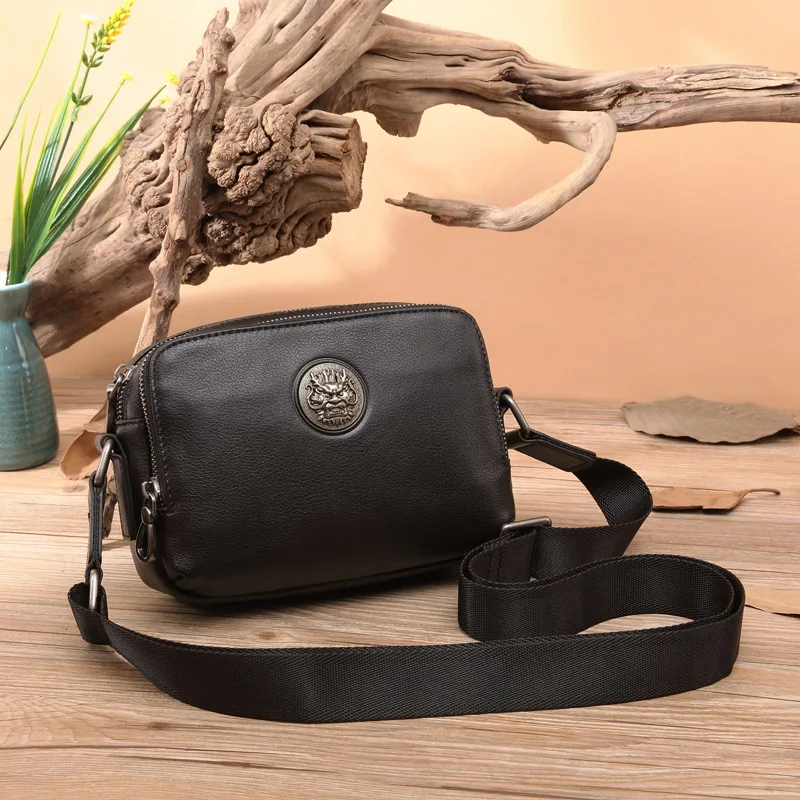 

Top-grain cowhide single-shoulder bag for men, casual crossbody bag, horizontal large-capacity single-shoulder crossbody bag