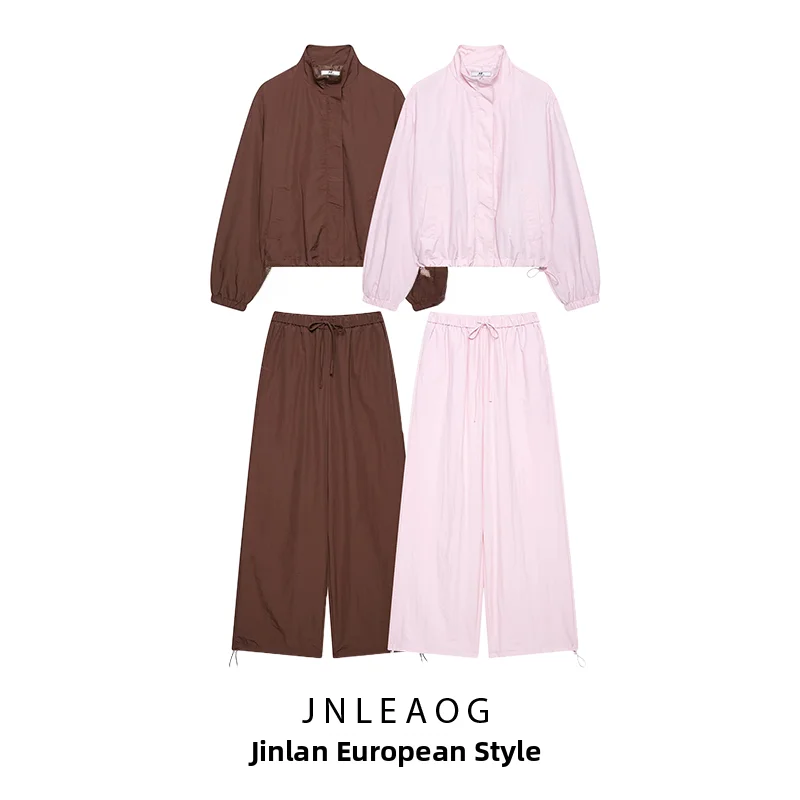 

JNLEAOG Summer New Fashion Zipper Stand Collar Sportswear Women's Long Sleeve Two-Piece Set Elegant And Stylish Outfit