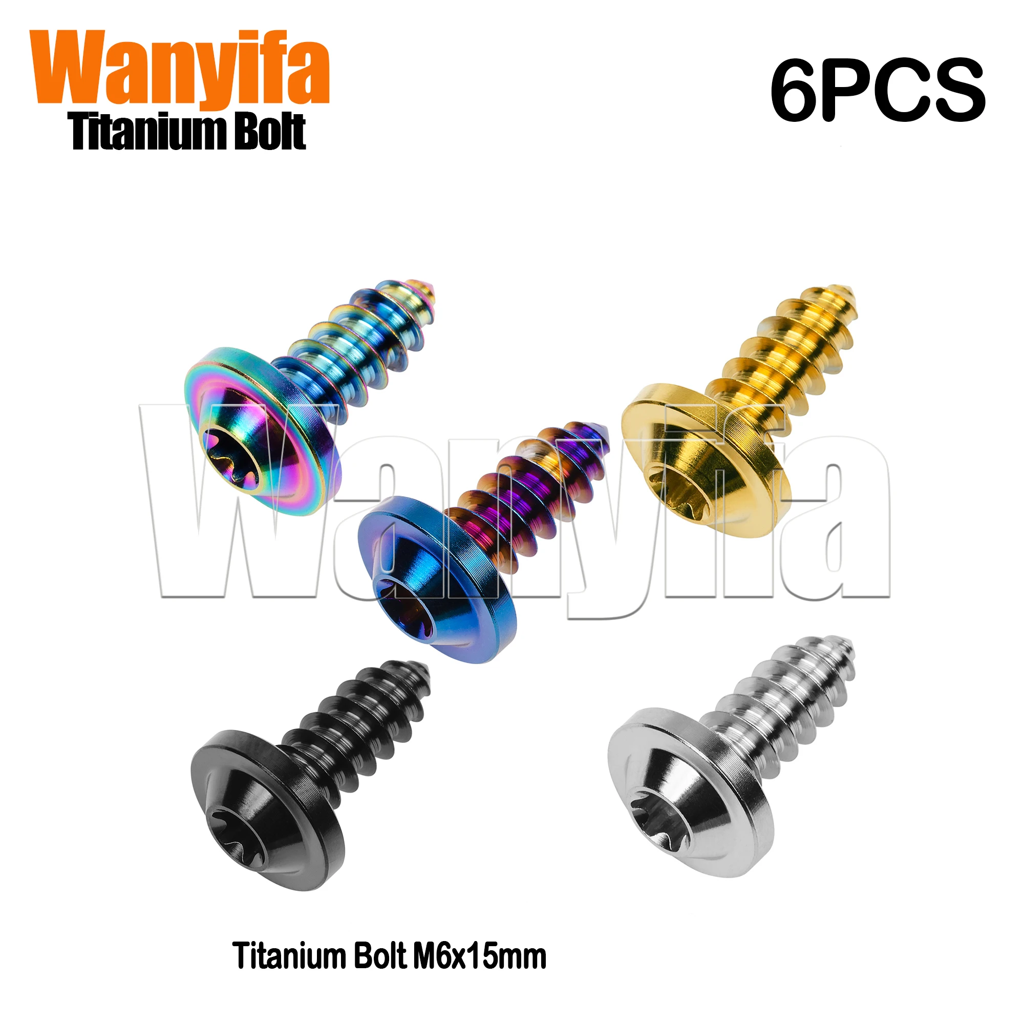 

Wanyifa Titanium Bolts M6x15mm Self-Tapping Button Torx Screws for MTB Retrofit Accessories 6Pcs