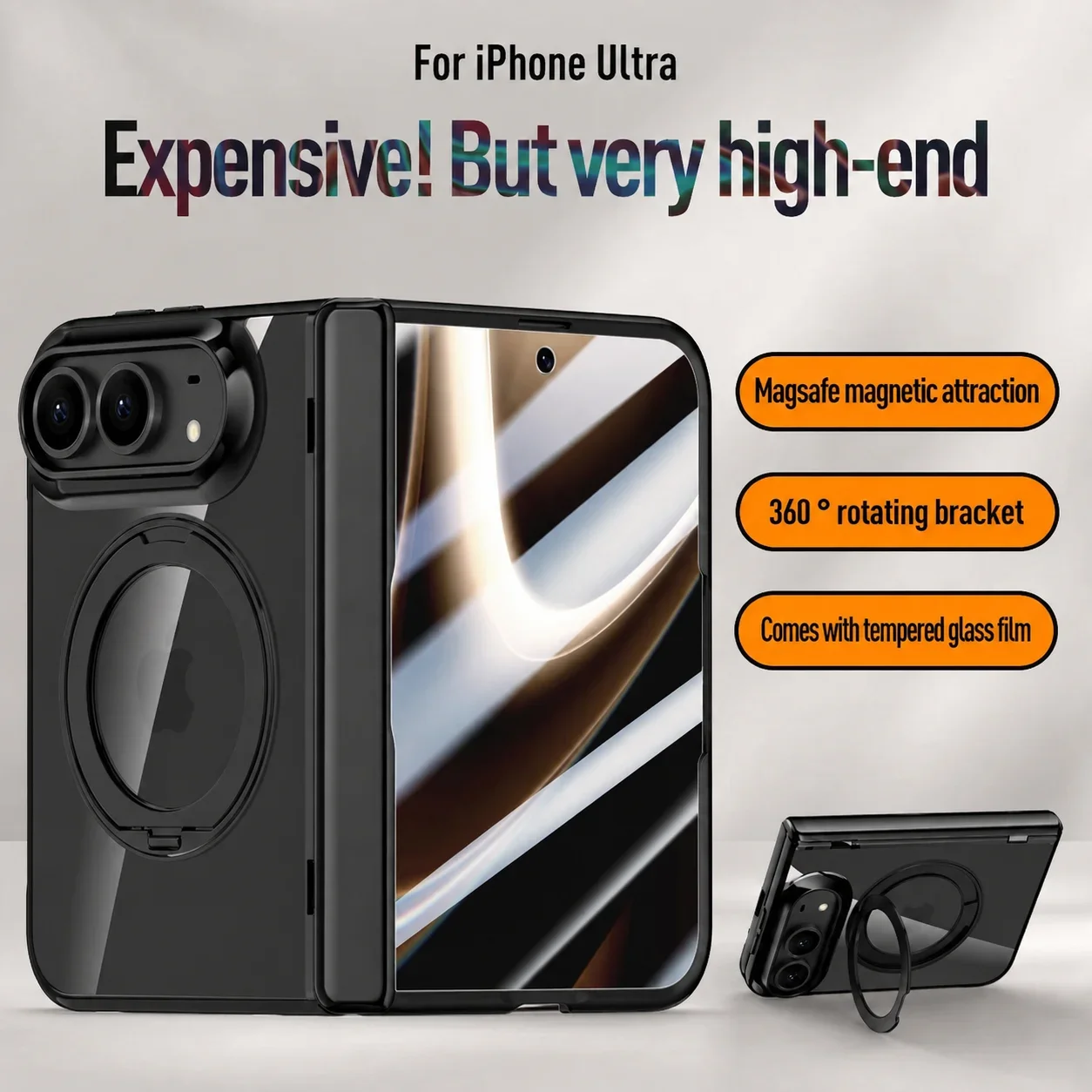 Plating Transparent Clear Full Cover Case for Iphone DUO Full Body Protection Magnetic Ring Holder Stand Phone Cases Covers