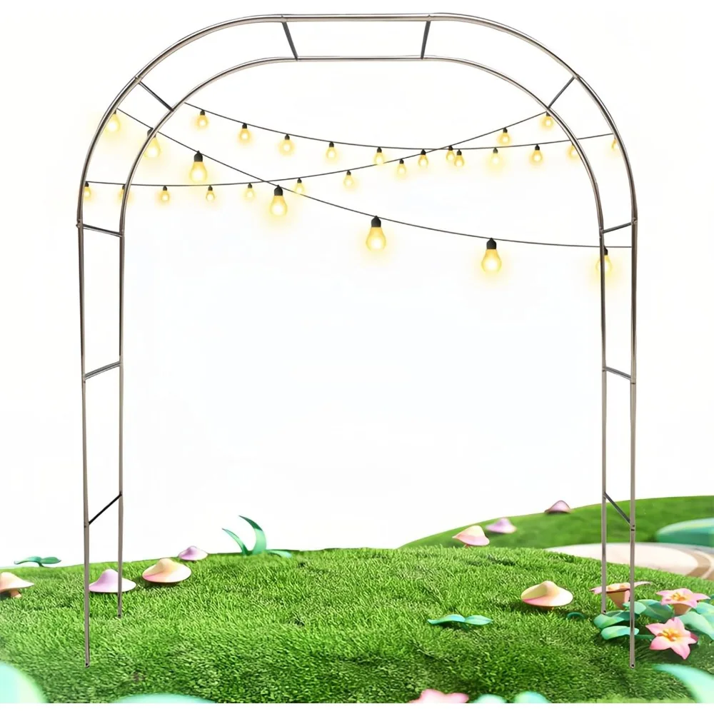 

Garden Arbour Stainless Steel Frame Garden Arch Heavy Duty Rose Arbor Climbing Plants Support Archway 19mm Pipe Diameter