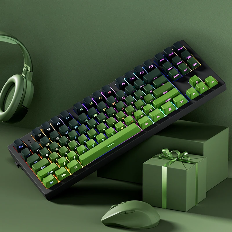 

Gradient Matcha Side Printed Keycaps PBT Double Shot Shine Through Keycaps OEM Profile 135 Keys for MX Switches Gaming Keyboards