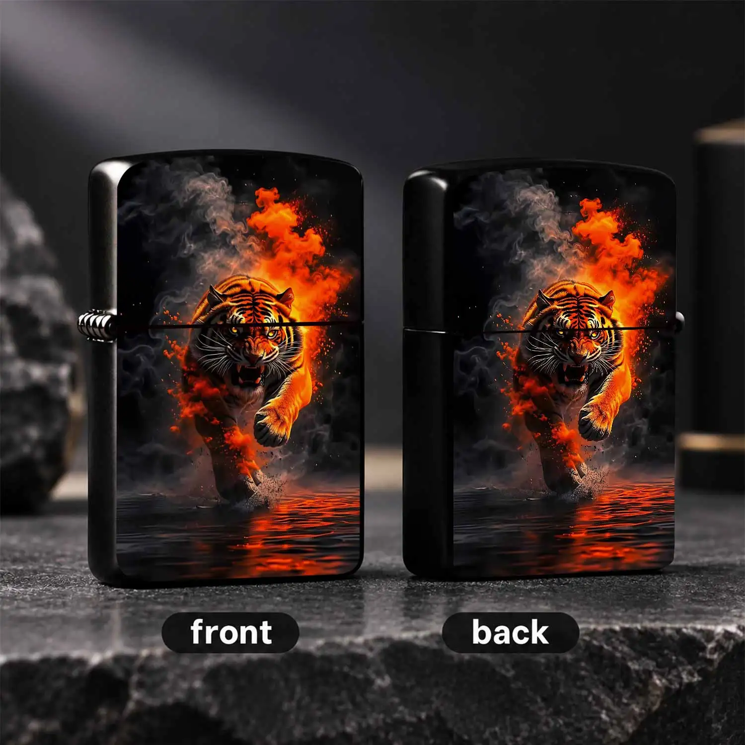 Stylish Lighter With Fierce Leaping Tiger Pattern, Dynamic Fiery Tiger Design Portable Igniter, Cool Eye-Catching Practical Daily Carry Tool, Perfect For All Scenarios, Ideal Unique Present Choice For Friends And Family A Humorous And Inter