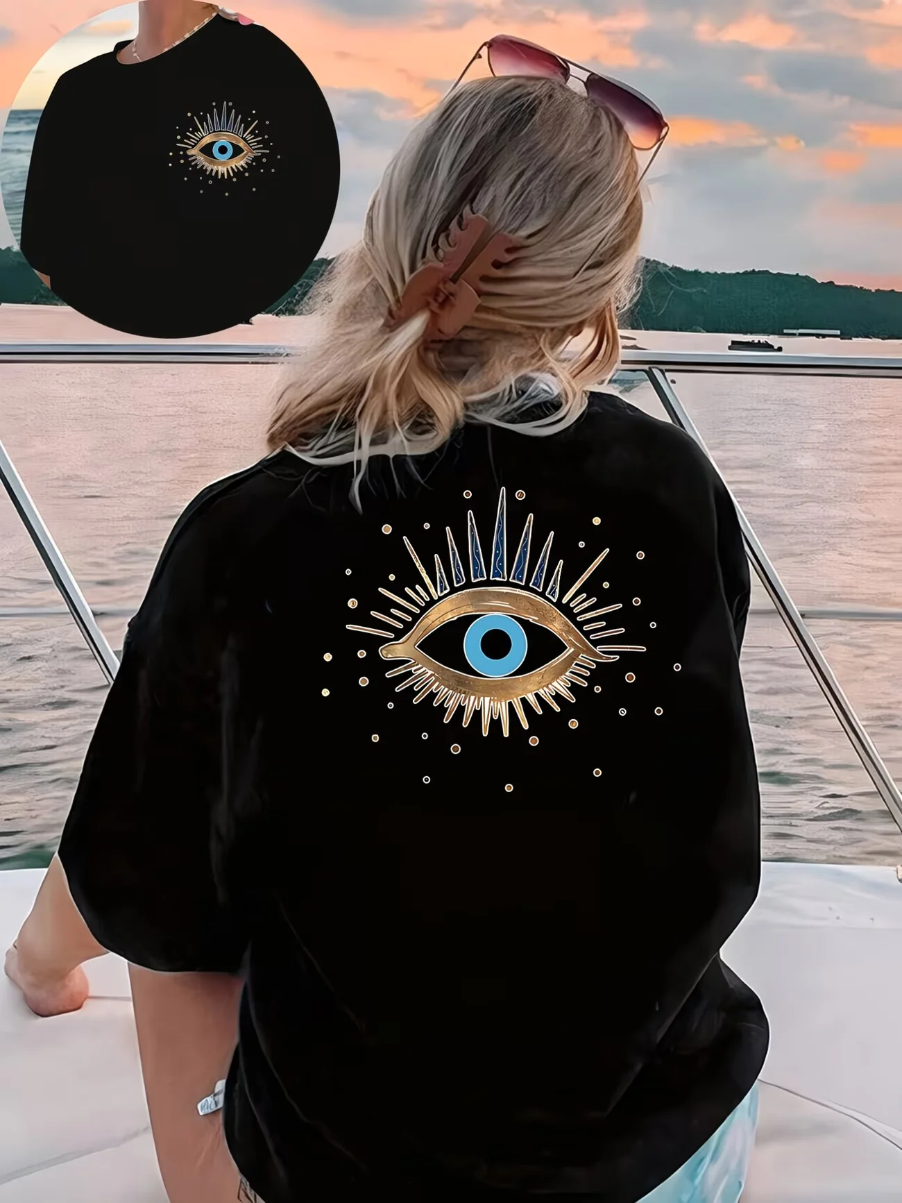 Evil Eye Lucky Charm Graphic T Shirt Men Women Summer Short Sleeve Casual Boho Spiritual Mystical Harajuku Streetwear Tops