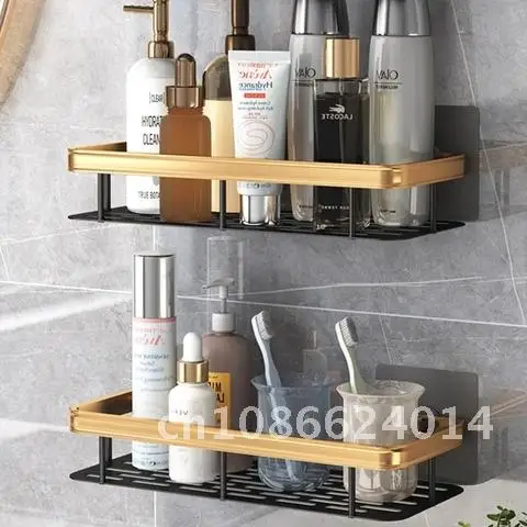 Shower Caddy Storage Rack Luxury Bathroom Shelves No-drill Shelf with Hooks Toilet Organizer Shampoo Holder Bathroom Accessories