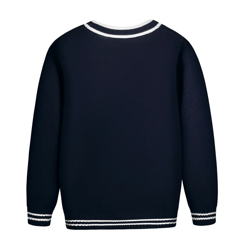 England Style Knitted Sweater for Teenage Boys Girls Single Breasted Navy Blue Long Sleeve Cardigans School Uniform Coats New