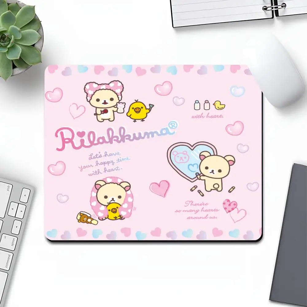 R-Rila-kku-maS Cute Mouse Pad Art Gaming Gamer Small Rubber Locking Edge Large Couple Computer MousePad Laptop Desk Pad