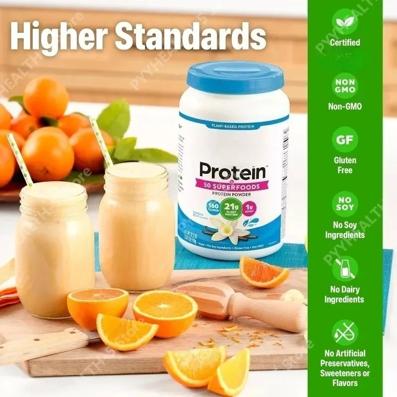 Vegan Protein Powder, 21g Plant Based Protein, 8g Prebiotic Fiber, No Lactose Support Daily Nutritional Health 2.02 Lb