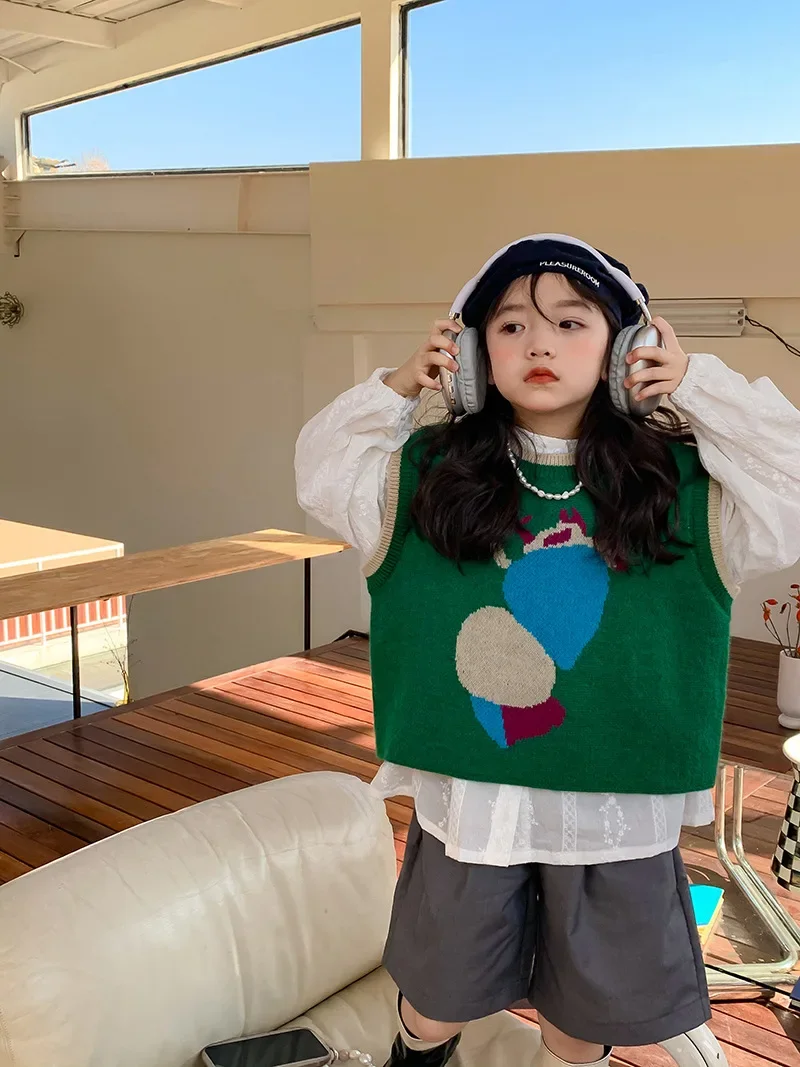 Girls Pants 2024 Autumn New Childrens Clothes Korean Style Baby Girls Dark Grey Suit Shorts Casual Simple Daily and Match image 3