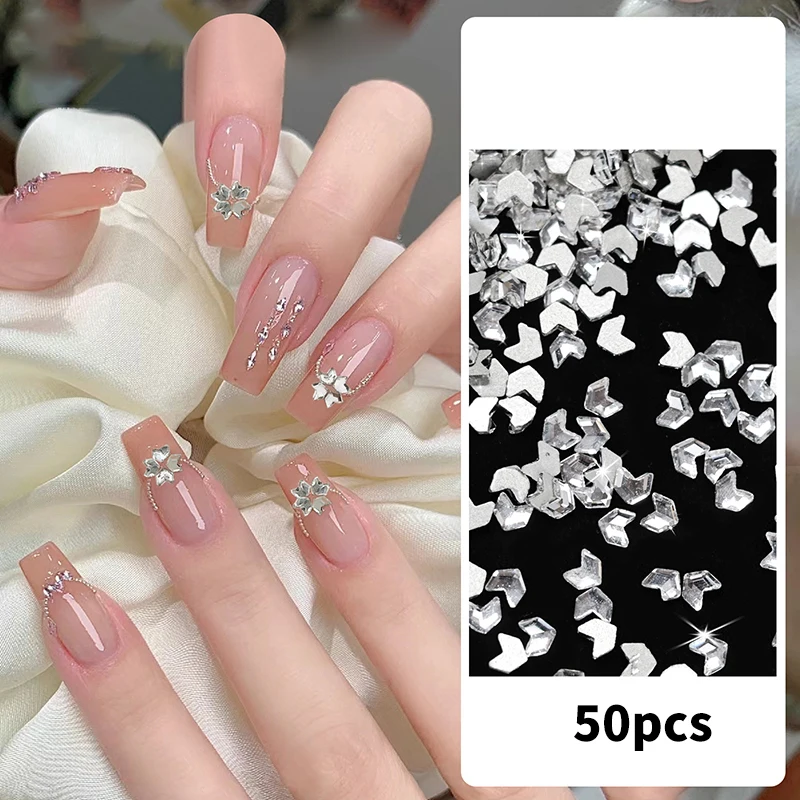 50 PCS Mini 3D Flat Malt Crystal Diamond Nail Art Simple Crystal Rhinestones Nail Decorations Biżuteria do paznokci akrylowych DIY