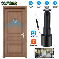 Camluxy Tuya 1080P Mini Wifi Cámara de ojo de puerta 150 ° Timbre de vídeo gran angular, detección de movimiento, visor de puerta, protección de seguridad para el hogar