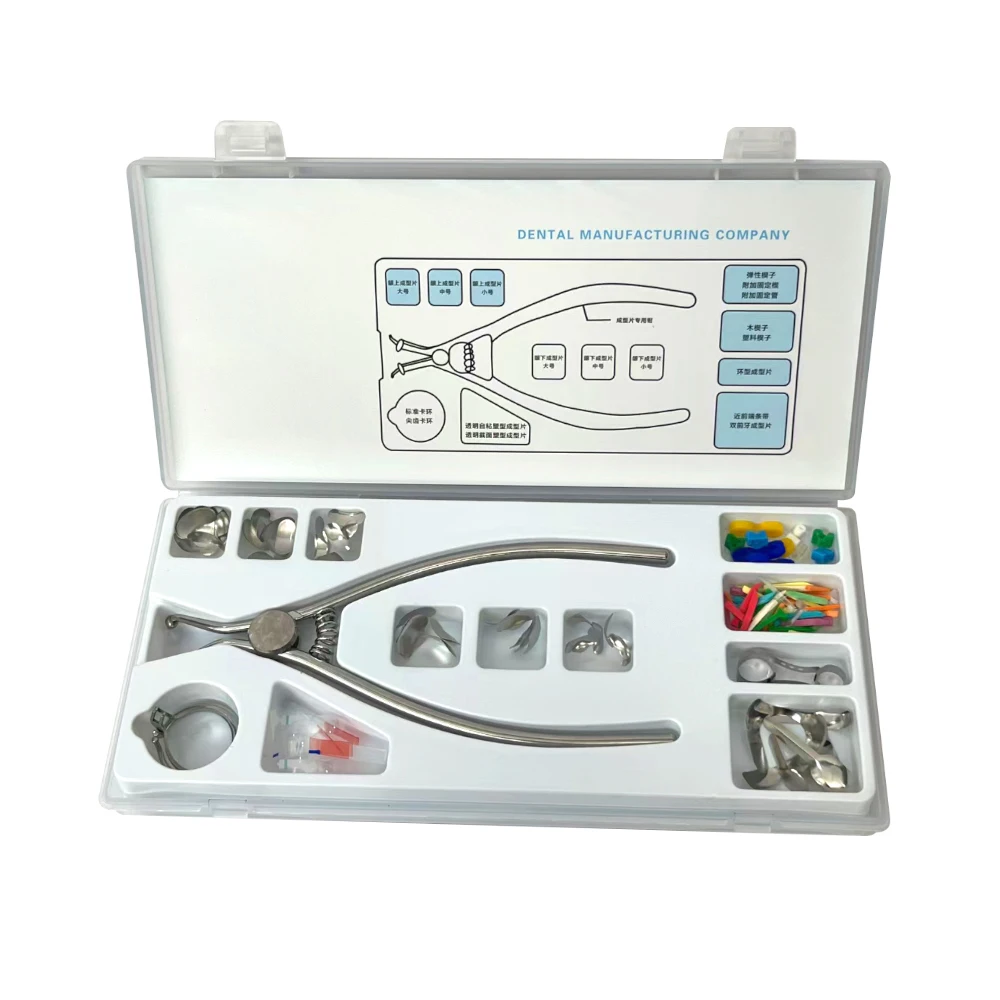 Dental Restoration Accessories Set Including Dental Matrices Rubber Dam Clamps Wooden Wedges Russian Matrix Systems