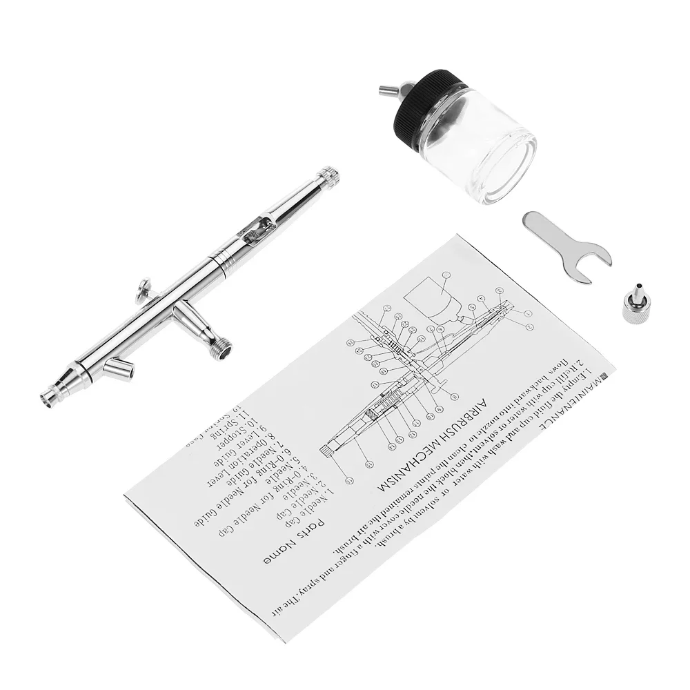 Nasedal 0,5mm 22cc Siphon Feed Dual-Action Airbrush Set für Kunst Handwerk Malerei Auto Malen Hobby Luft Pinsel nagel