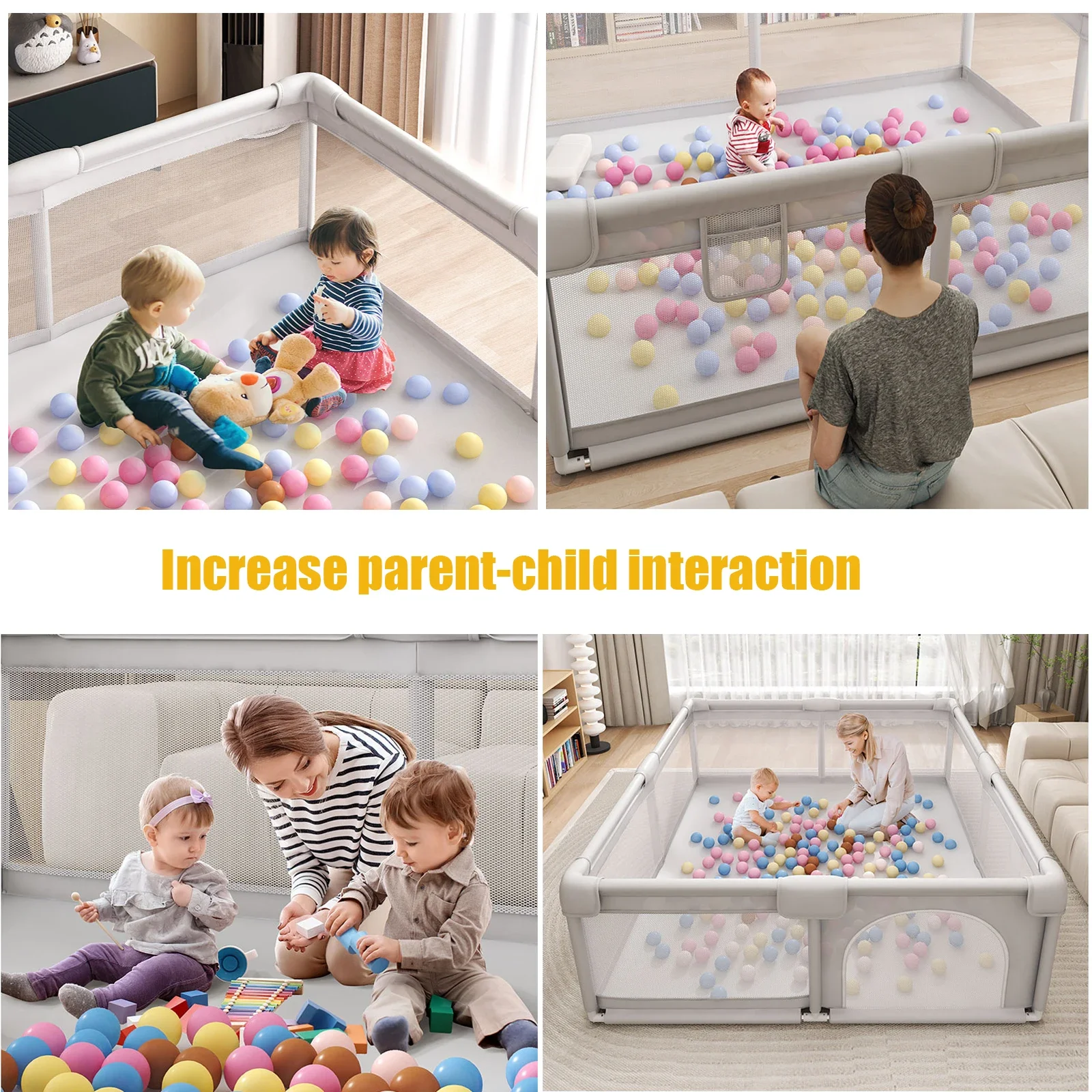 Kids Furniture Playpen for Children, Baby Playground for 6 months~6 Years Old Large Dry Pool Baby Playpen Safety Indoor Barriers