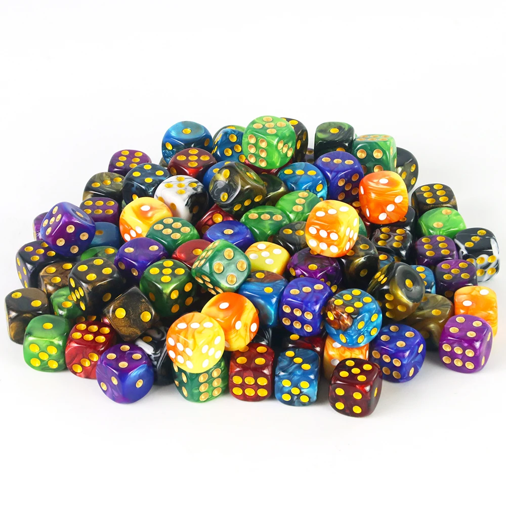 T&G 10pcs/set of 12mm D6 Gambling Dice with Gold Standard Dot for  Tabletop Game