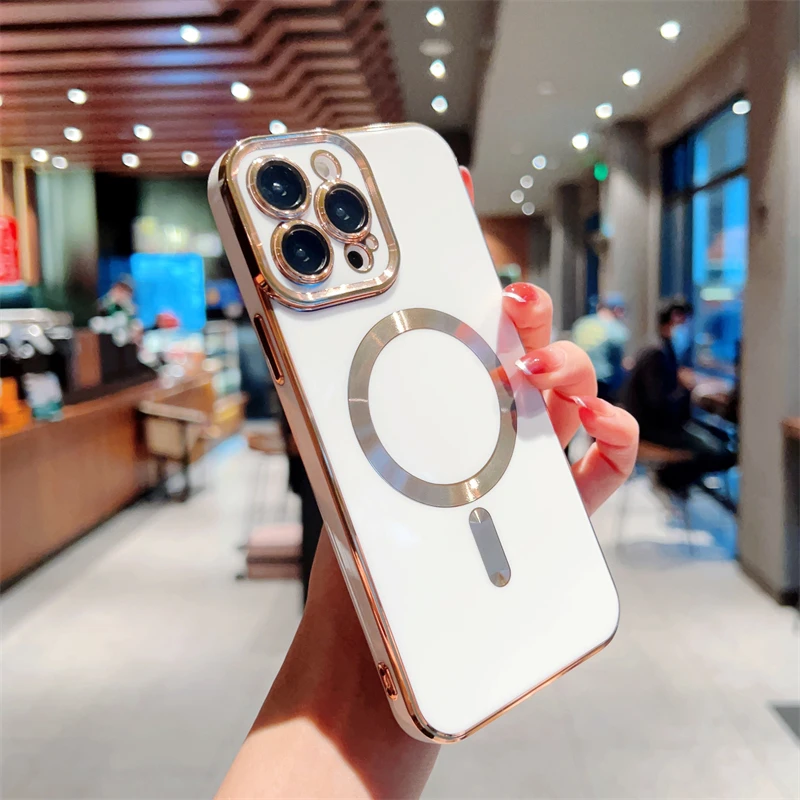 Luxury Electroplated Magnetic Magsafe Wireless Charge Case For iPhone 11 12 13 15 16 Pro Max 14 Plus Silicone Shockproof Cover