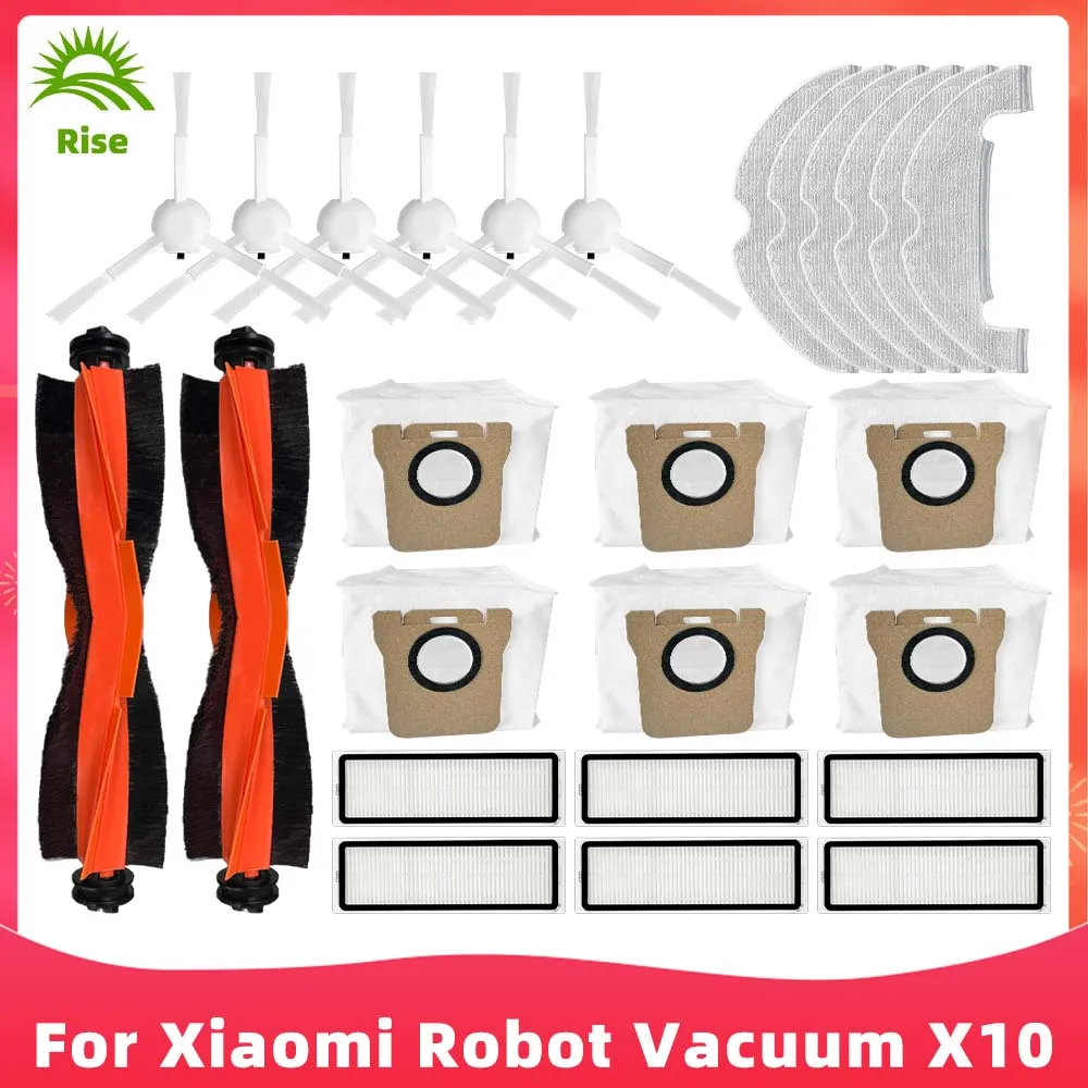 Compatible For Xiaomi Robot Vacuum X10 / B102GL Roller Side Brush Filter Mop Cloths Rag Dust Bag Spare Part Accessory