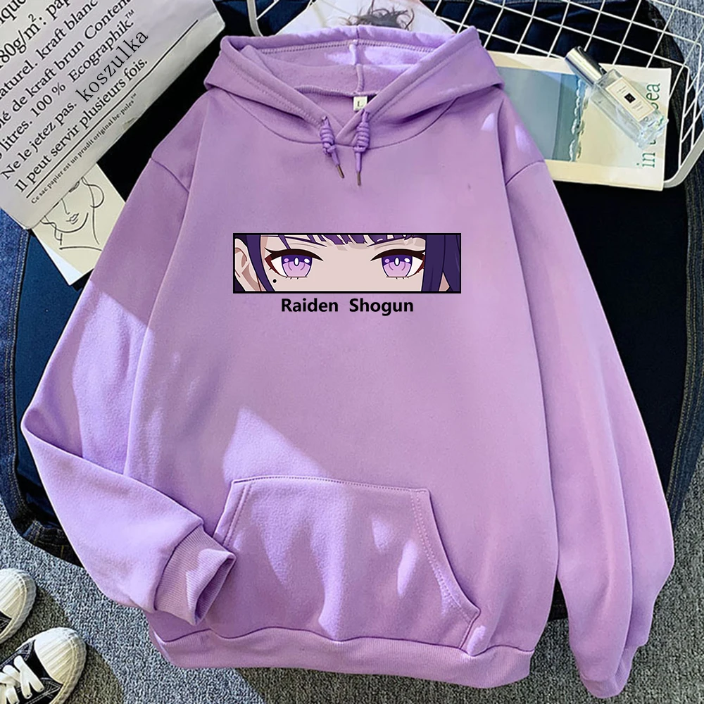 Unisex Raiden Shogun Hoodies Anime Genshin Impact Clothes Spring/Autumn Women Kawaii Sweatshirt Vintage Hoodie Harajuku Sudadera