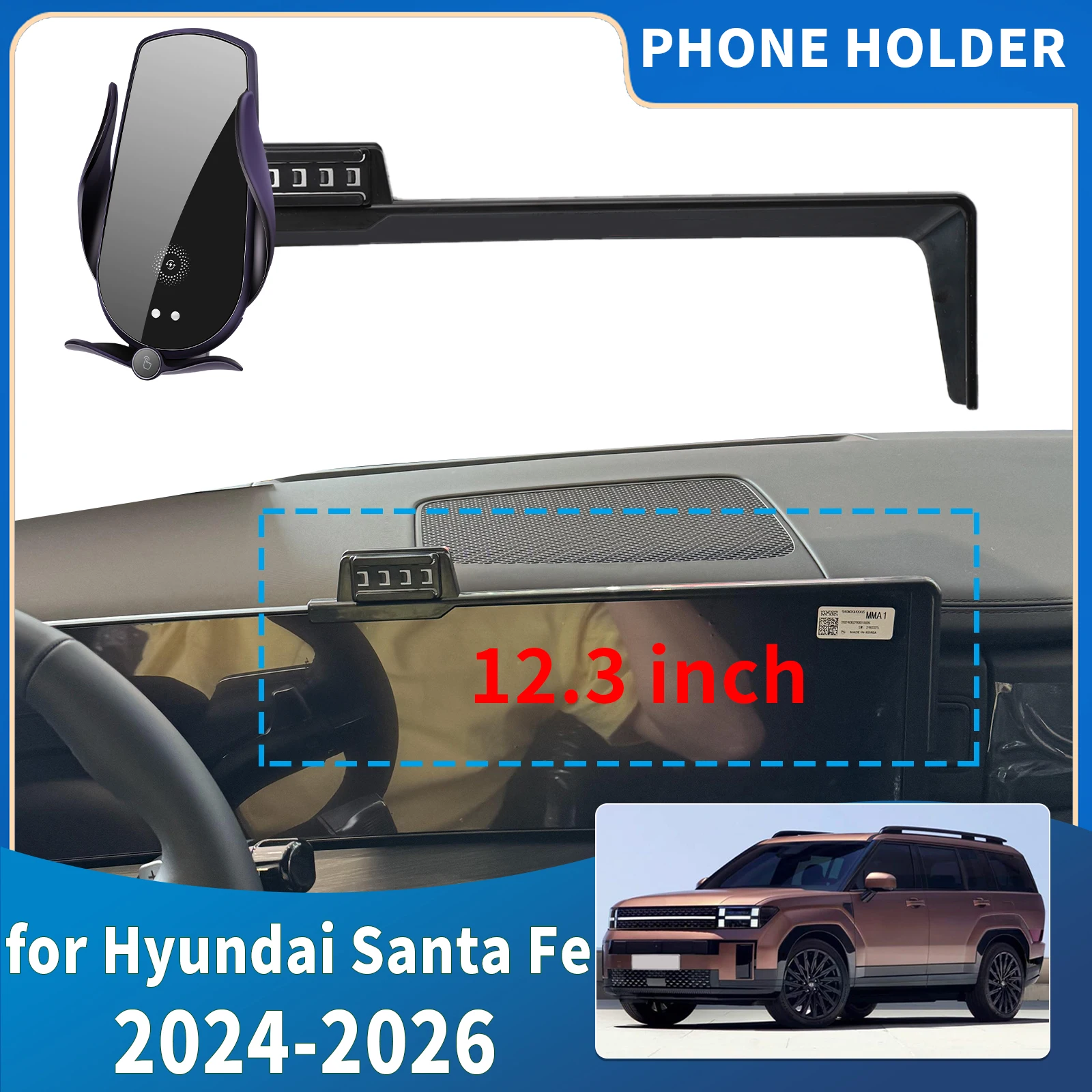 

fit for Hyundai Santa Fe 2024 2025 2026 Integrated Screen Mount Phone Holder Mount Car accessoires