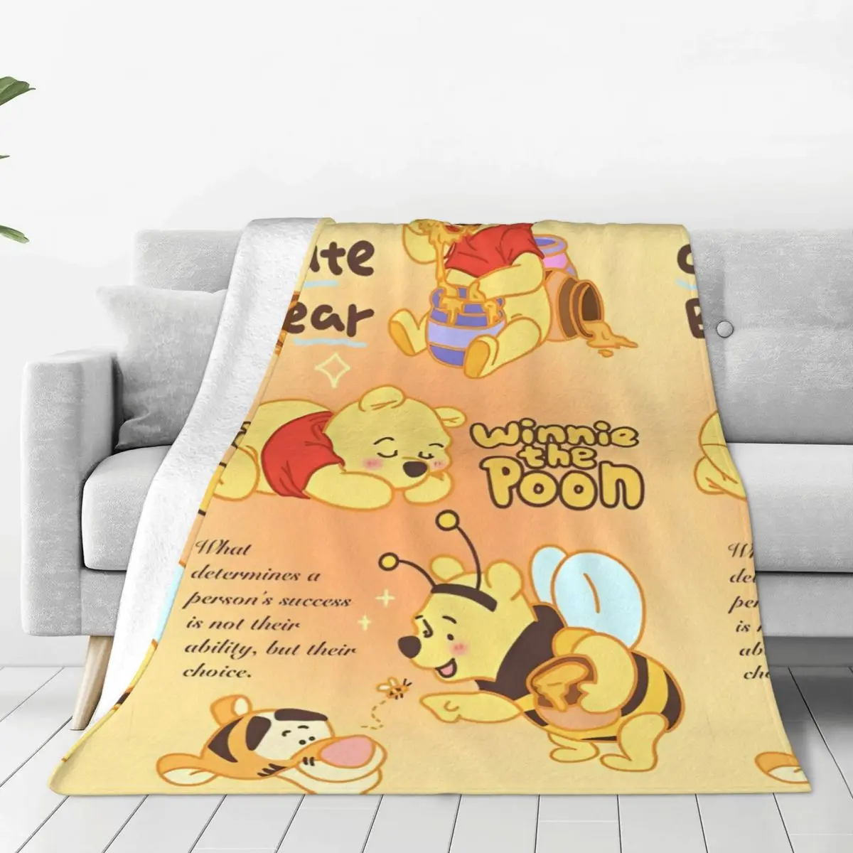 Gift For Friend Winnie The Pooh Plush Blanket Students Flannel Throw Blanket For Couch Chair Sofa Bed Warm Quality Bedspread