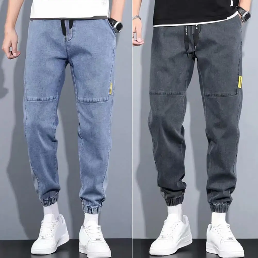 2023 New Men's Stretch Ankle Length Jeans Light blue Fashion Casual Cotton Slim Fit Denim Pants Korean Trousers Male Brand Cloth