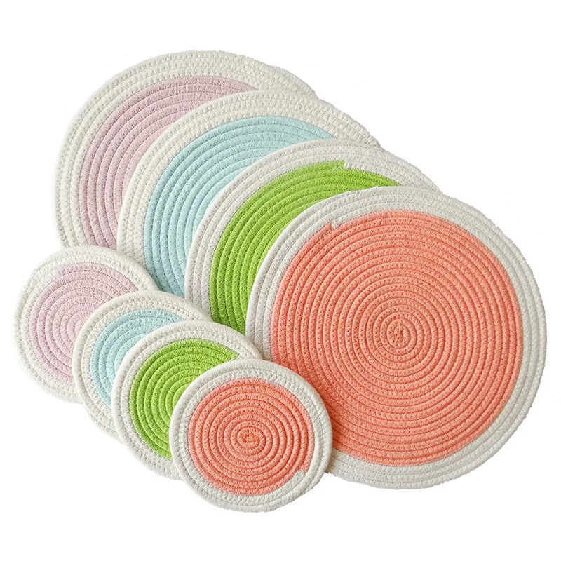 

Round Table Mat Placemat Bowl Cup Drink Coasters Pad Set Cotton Pot Holders Christmas Decorations For Home Kitchen Accessories