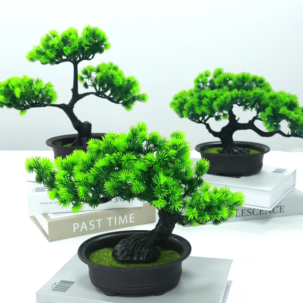 

New simulation Plant Potted Artificial Plants 2 Layers Welcoming Pine Bonsai Decoration for Living Room Indoor Home Decoration