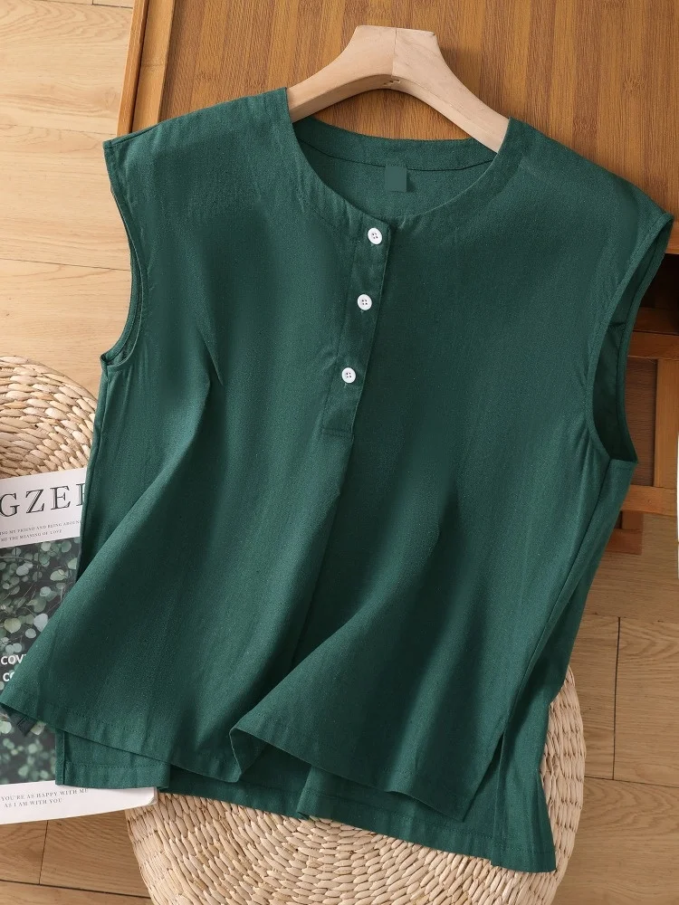 

Женский хлопковый льняной топ Svel irt, повседневный свободный крой, летний утягивающий топ, большой размер, закрывающий живот, удобный жилет, топ