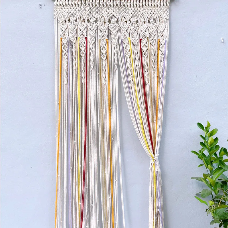 Hand-woven Curtain Tapestry  Macrame Cotton Clourful Wall Hanging Tapestry Boho Decoration Bohemia Wedding Background Tapestry