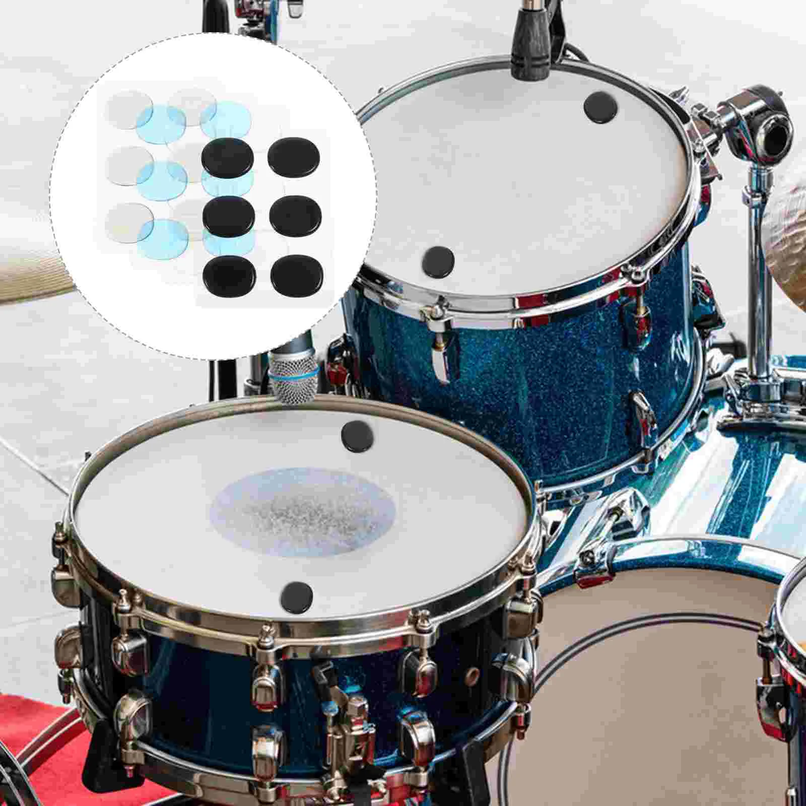 48 Pcs Drum Head Protector Bass Pad Snare Noise-absorbing Stickers Kick Pedal Patch Silica Gel