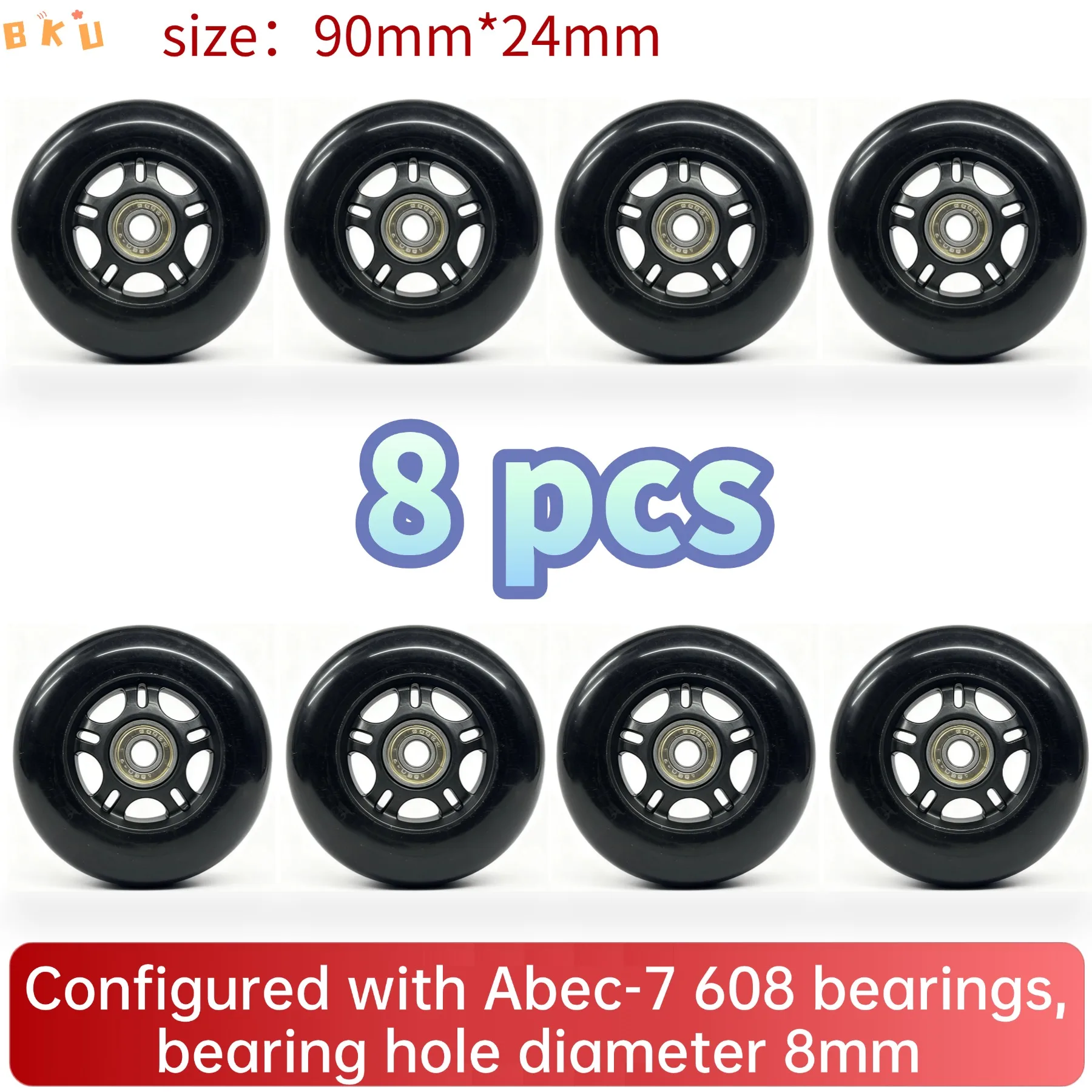 8 قطعة عجلات PU عالمية 90 مللي متر لزلاجات مضمنة عربة الأمتعة مع محامل ABEC-7 608 12 اختلافات الألوان 8 مللي متر ثقب داخلي