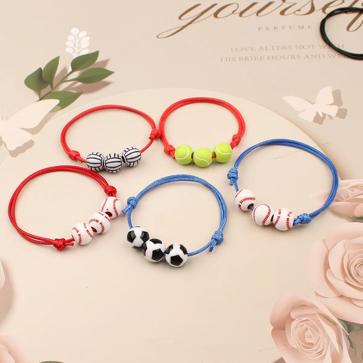 Waxed Cord Bracelet Braided Sports Collection Basketball Baseball Football Adjustable Team Spirit