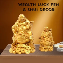 Resin Golden Cicada Maitreya Buddha Feng Shui statue of fortune with Chinese characteristics Suitable For Home Office Decoration