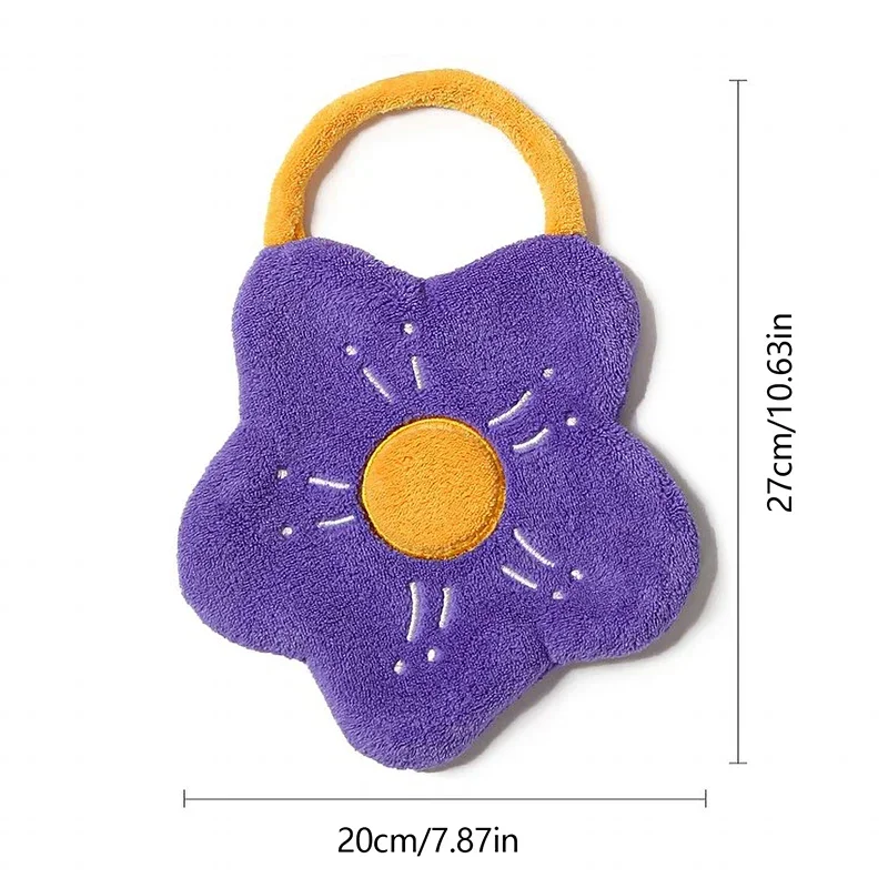 1pc Quick Dry Hand Wipe Handkerchief Kitchen Bathroom Absorbent Dishcloth Cleaning Cloth Creative Flower Shape