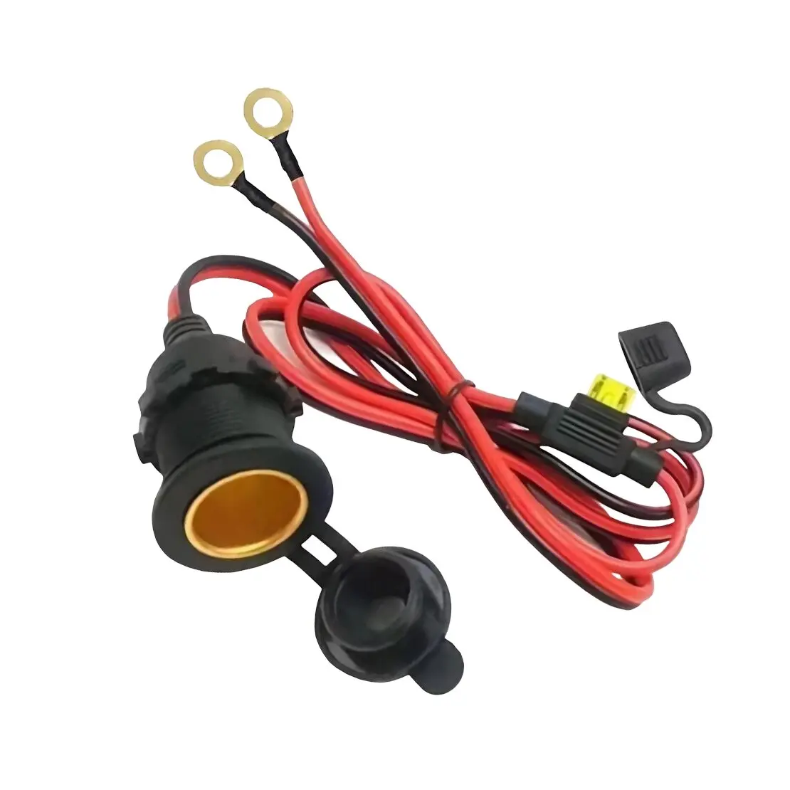 2m Waterproof Car Power Supply Cigarette Lighter Socket Plug Outlet Extension Cable Adapter with Fuse Terminal For Motorcycle