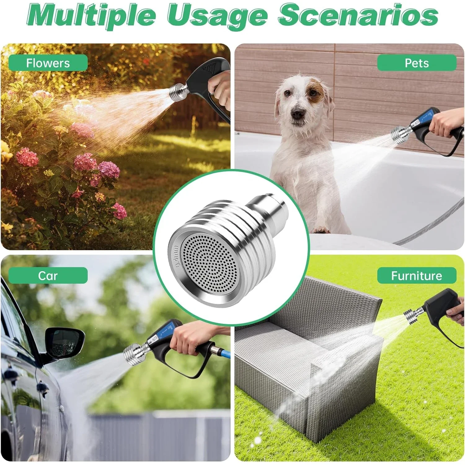 Stainless Steel Water nozzle 1/4 Quick Connect Quick Plug Washing Nozzle Metal 0.4mm Shower Head Car Cleaning
