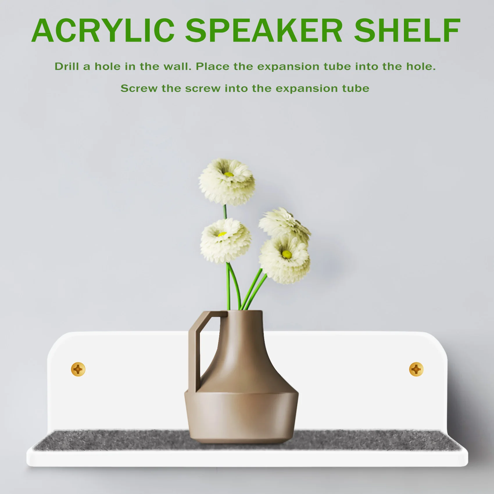 حامل مكبر صوت على الحائط ABFN-2Pack، رف عرض مثبت على الحائط من الأكريليك لمكبر صوت بلوتوث وكاميرا الويب والهواتف المحمولة،