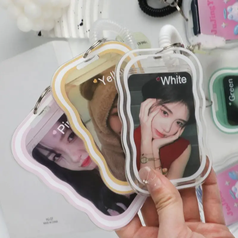 Ins Style Photocard Holder Transparent Card Holder Keychain Photo Sleeves Bus Card Student Card Case Photo Protector  Cloud Shap