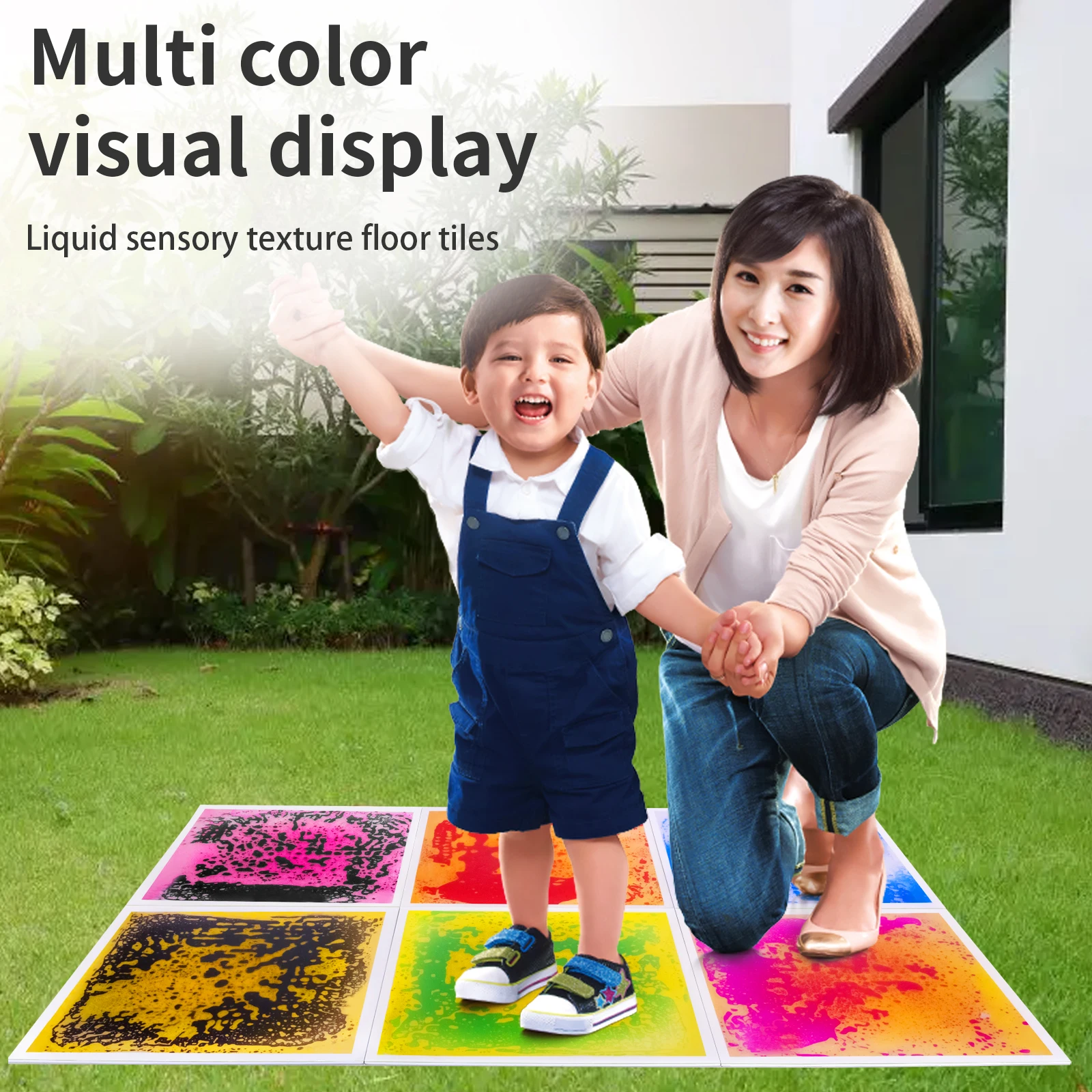 Carrés de carreaux sensoriels texturés imbriqués pour enfants-paquet de jouets de salle d'exploration sensorielle pour le jeu et l'apprentissage des enfants