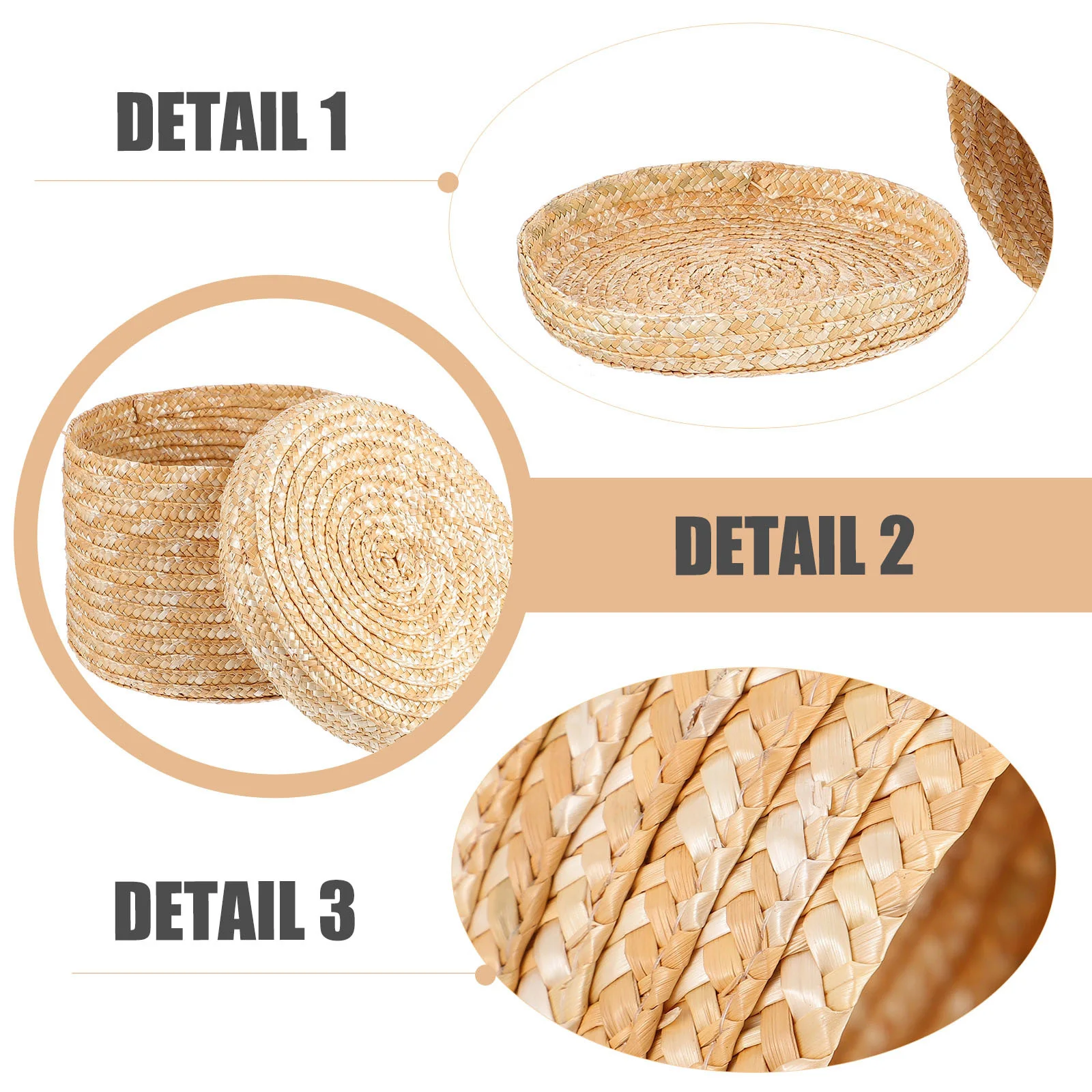 

3 pcs Storage Basket Multipurpose Wheat Stalk Baskets Toy Clothes Holders Small Medium Large Size Bedroom Living Room Decor