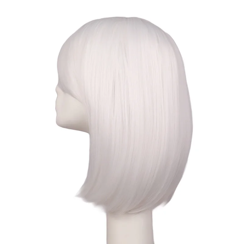 14 inch korte rode pruiken vrouwen korte rechte bob met pony natuurlijke schattige synthetische rechte pruiken voor dagelijks feest Halloween cosplay