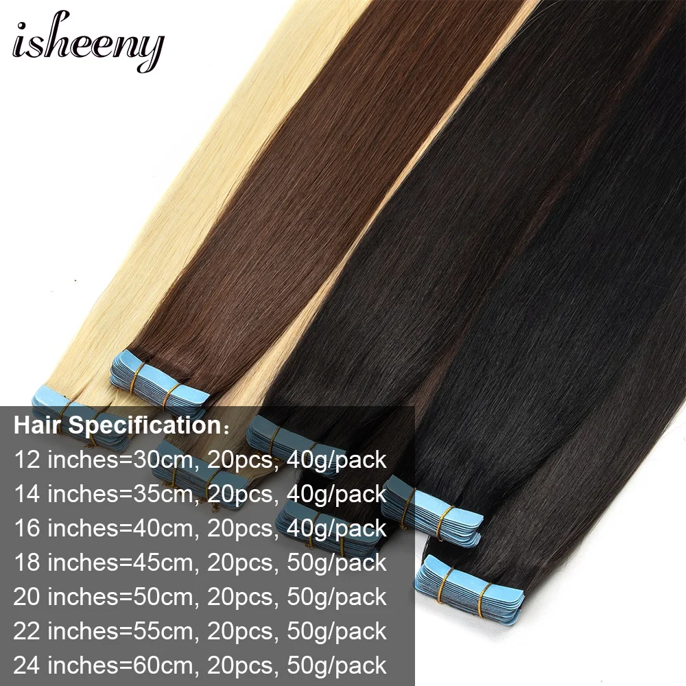 Tape In Human Hair Extensions Natural Straight 100% Human Hair Machine Remy 12\